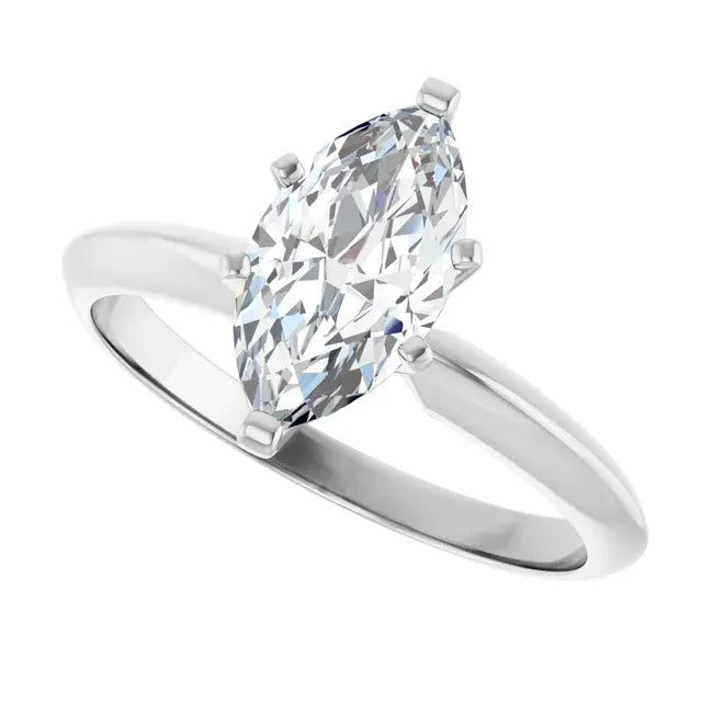 14K White Gold 1.20 CTW Marquise-Cut Six-Prong Solitaire Diamond Engagement Ring-
