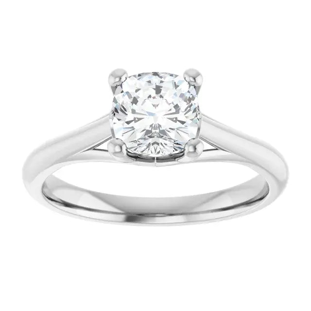 14K White Gold 1.21 CTW Cushion-Cut Diamond Engagement Ring with a Solitaire Setting-
