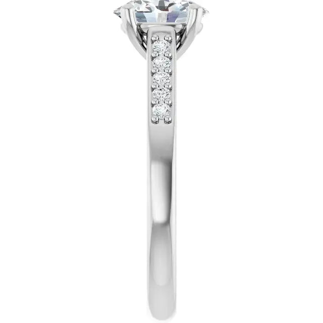 14K White Gold 1.21 CTW Oval Sculptural Lab Grown Diamond Engagement Ring