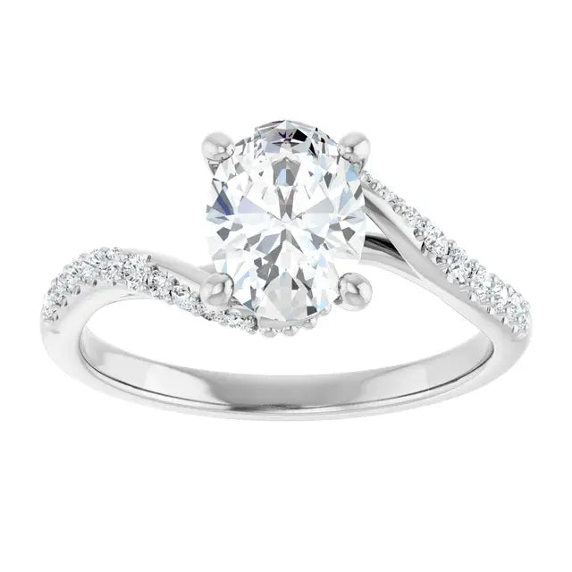 14K White Gold 1.23 CTW Oval Bypass Lab Grown Diamond Engagement Ring