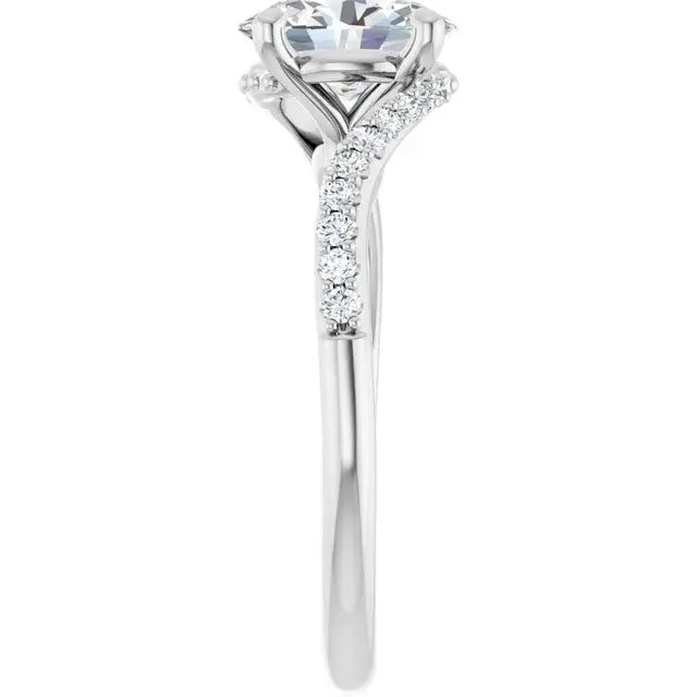 14K White Gold 1.23 CTW Oval Bypass Lab Grown Diamond Engagement Ring