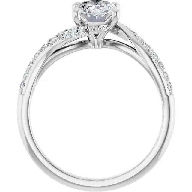14K White Gold 1.23 CTW Oval Bypass Lab Grown Diamond Engagement Ring