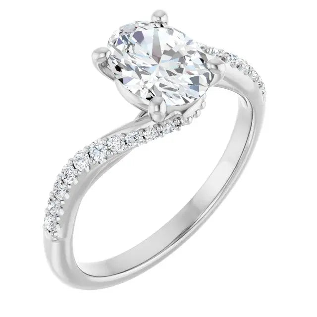 14K White Gold 1.23 CTW Oval Bypass Lab Grown Diamond Engagement Ring