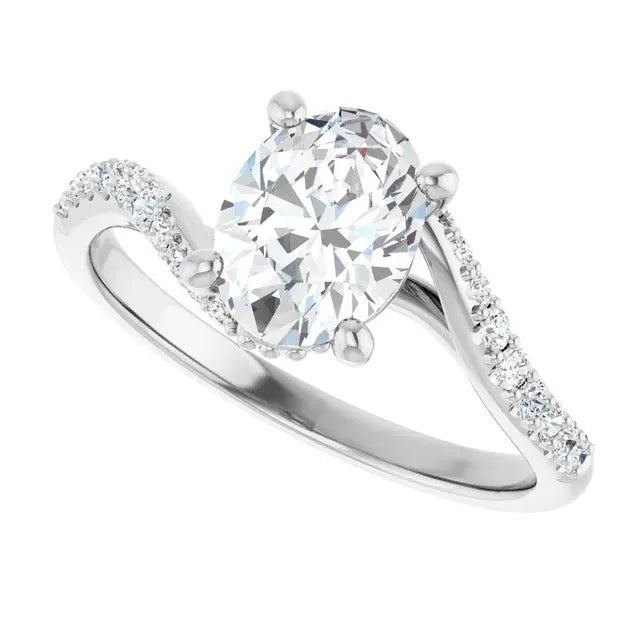 14K White Gold 1.23 CTW Oval Bypass Lab Grown Diamond Engagement Ring