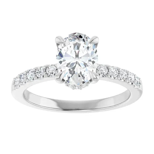 14K White Gold 1.26 CTW Oval-Cut Lab Grown Diamond Hidden Halo Engagement Ring