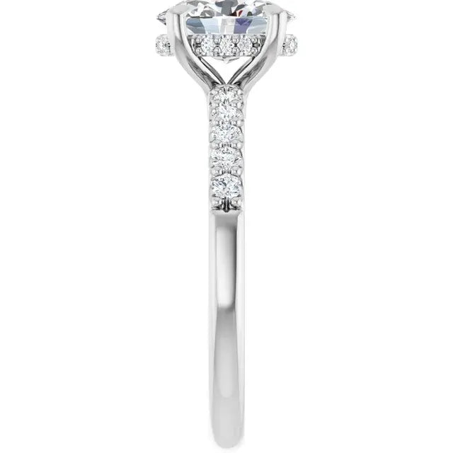 14K White Gold 1.26 CTW Oval-Cut Lab Grown Diamond Hidden Halo Engagement Ring