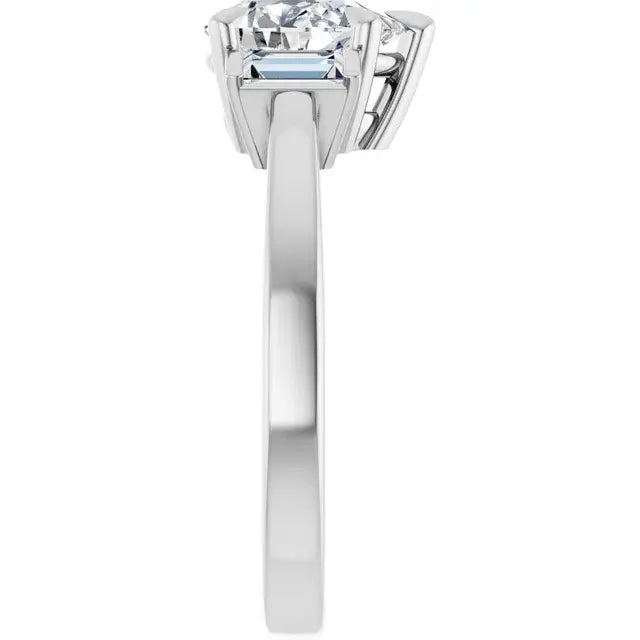 14K White Gold 1.27 CTW Pear-Cut Lab Grown Diamond Three Stone Engagement Ring