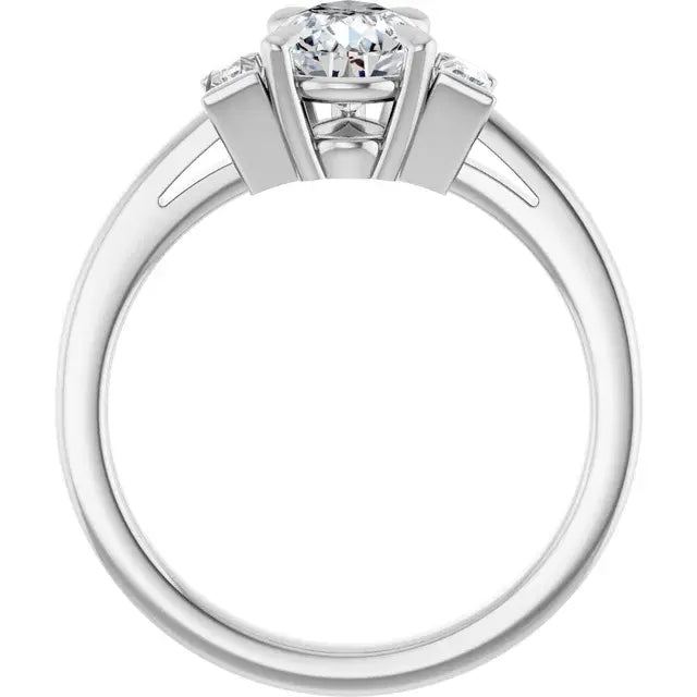14K White Gold 1.27 CTW Pear-Cut Lab Grown Diamond Three Stone Engagement Ring