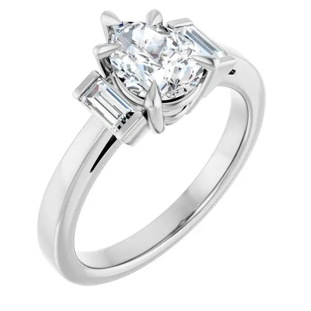 14K White Gold 1.27 CTW Pear-Cut Lab Grown Diamond Three Stone Engagement Ring