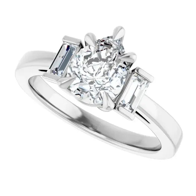 14K White Gold 1.27 CTW Pear-Cut Lab Grown Diamond Three Stone Engagement Ring