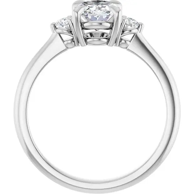 14K White Gold 1.28 CTW Oval-Cut Diamond Engagement Ring with Three-Stone Setting-