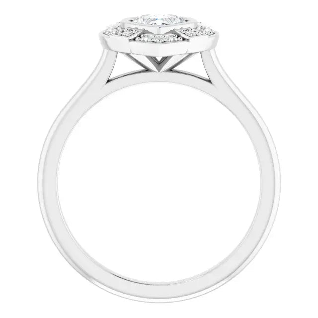 14K White Gold 1/2 CTW Heart-Cut Diamond Halo Engagement Ring with Milgrain Accents