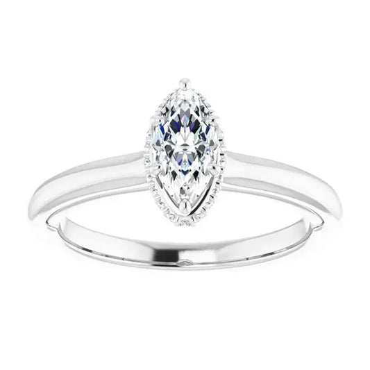 14K White Gold 1/2 CTW Marquise-Cut Diamond Engagement Ring with Classic Six-Prong Setting