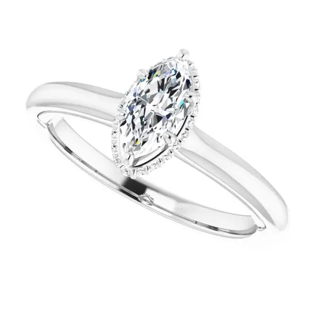 14K White Gold 1/2 CTW Marquise-Cut Diamond Engagement Ring with Classic Six-Prong Setting