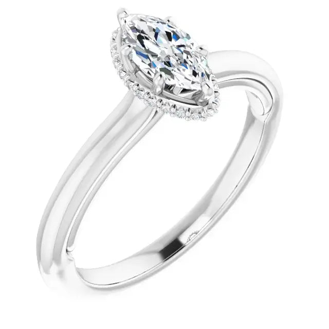 14K White Gold 1/2 CTW Marquise-Cut Diamond Engagement Ring with Classic Six-Prong Setting