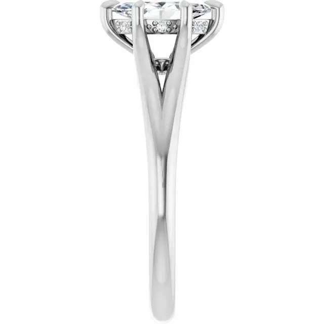 14K White Gold 1/2 CTW Marquise Cut Diamond Engagement Ring with Split Shank Design