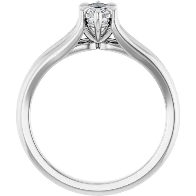 14K White Gold 1/2 CTW Marquise Cut Diamond Engagement Ring with Split Shank Design