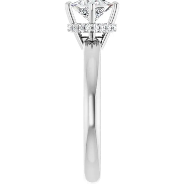 14K White Gold 1/2 CTW Princess-Cut Diamond Engagement Ring with Corner Halo Accent