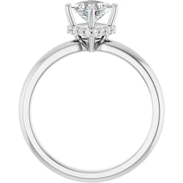 14K White Gold 1/2 CTW Princess-Cut Diamond Engagement Ring with Corner Halo Accent