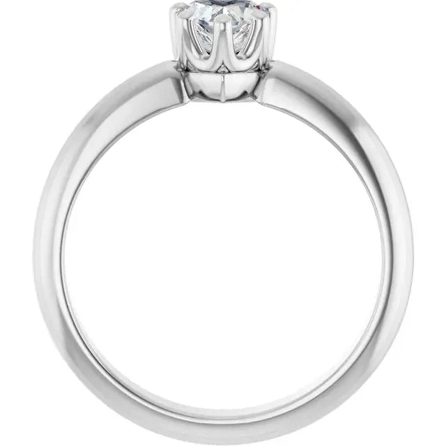 14K White Gold 1/2 CT Heart-Cut Diamond Solitaire Engagement Ring with Classic Tapered Band