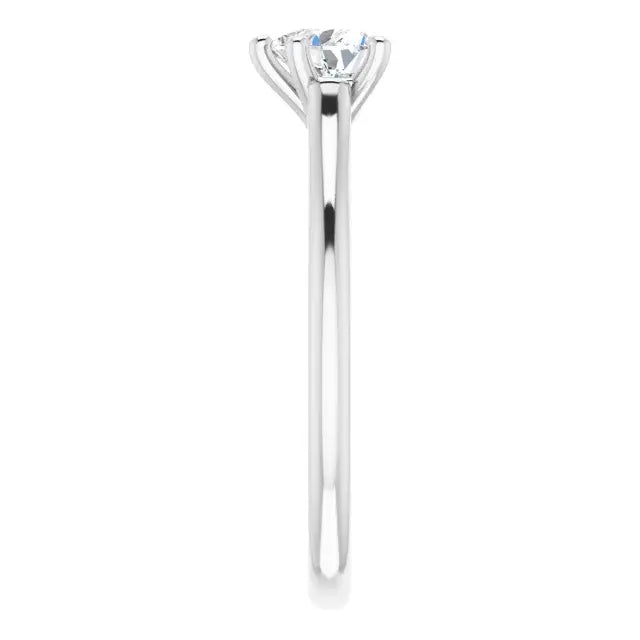 14K White Gold 1/2 CT Heart-Cut Diamond Solitaire Engagement Ring with Classic Tapered Band