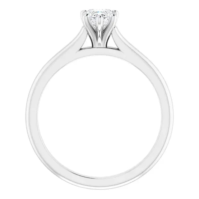 14K White Gold 1/2 CT Heart-Cut Diamond Solitaire Engagement Ring with Classic Tapered Band