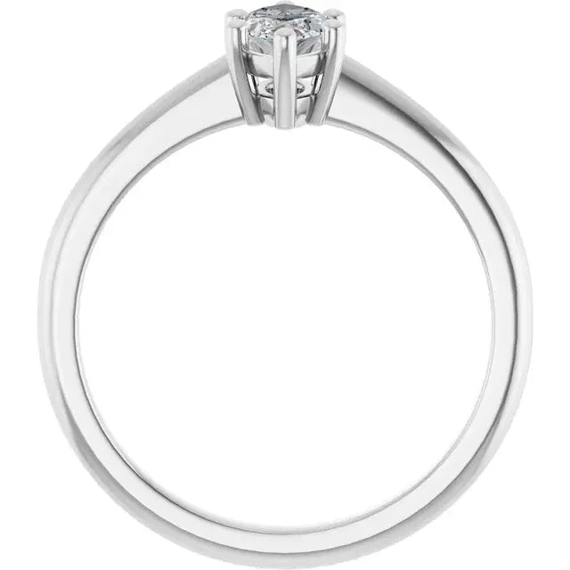14K White Gold 1/2 CT Marquise-Cut Diamond Solitaire Engagement Ring with Classic Six-Prong Setting
