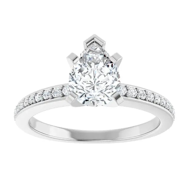 14K White Gold 1.30 CTW Pear Solitaire Lab Grown Diamond Engagement Ring