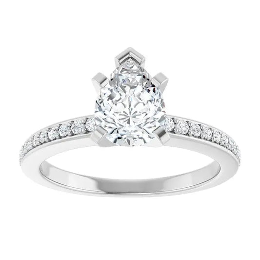 14K White Gold 1.30 CTW Pear Solitaire Lab Grown Diamond Engagement Ring