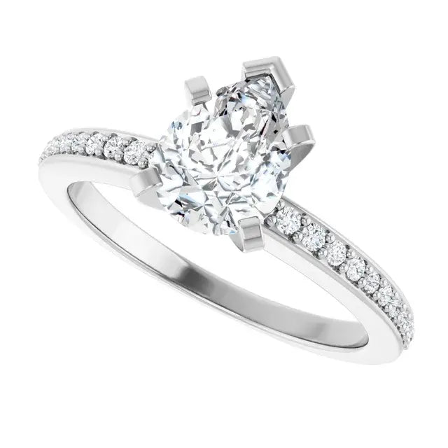 14K White Gold 1.30 CTW Pear Solitaire Lab Grown Diamond Engagement Ring