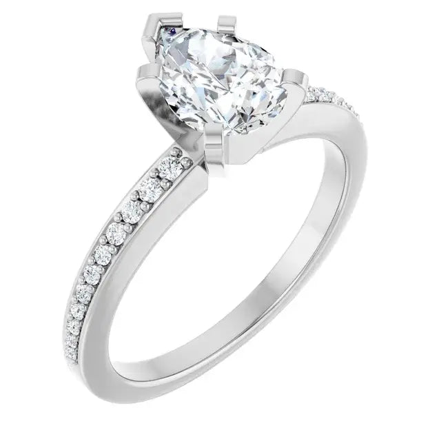 14K White Gold 1.30 CTW Pear Solitaire Lab Grown Diamond Engagement Ring