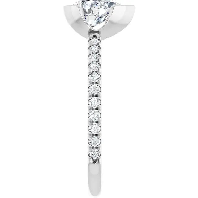 14K White Gold 1.34 CTW Pear-Cut Lab Grown Diamond Half Bezel Engagement Ring