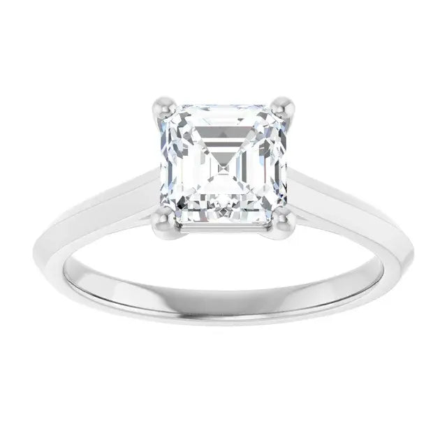 14K White Gold 1.36 CTW Asscher Solitaire Lab Grown Diamond Engagement Ring
