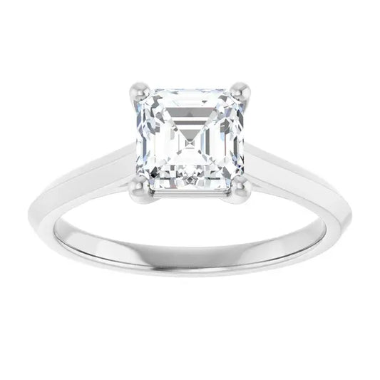 14K White Gold 1.36 CTW Asscher Solitaire Lab Grown Diamond Engagement Ring