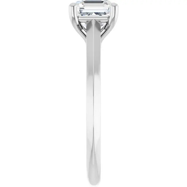 14K White Gold 1.36 CTW Asscher Solitaire Lab Grown Diamond Engagement Ring