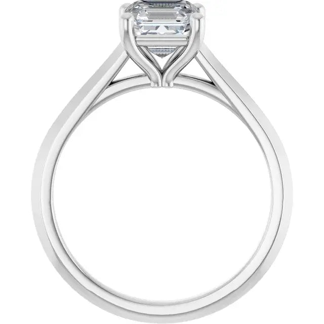 14K White Gold 1.36 CTW Asscher Solitaire Lab Grown Diamond Engagement Ring