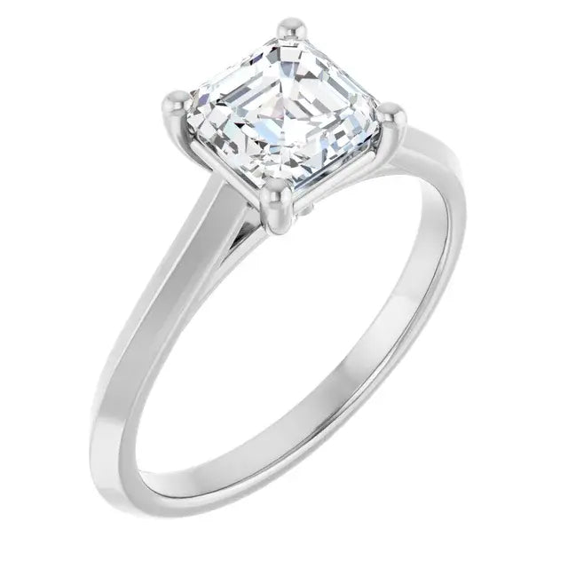 14K White Gold 1.36 CTW Asscher Solitaire Lab Grown Diamond Engagement Ring
