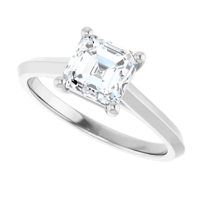 14K White Gold 1.36 CTW Asscher Solitaire Lab Grown Diamond Engagement Ring