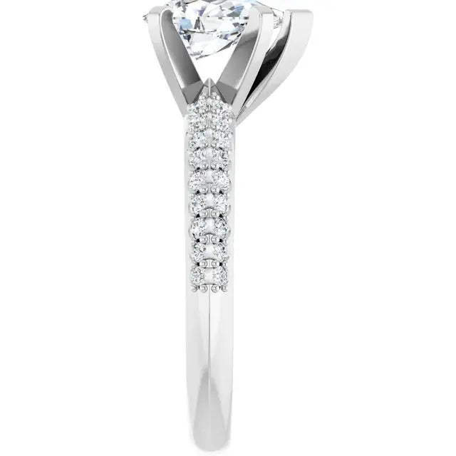 14K White Gold 1.37 CTW Pear-Cut Diamond Engagement Ring with Pavé Band-