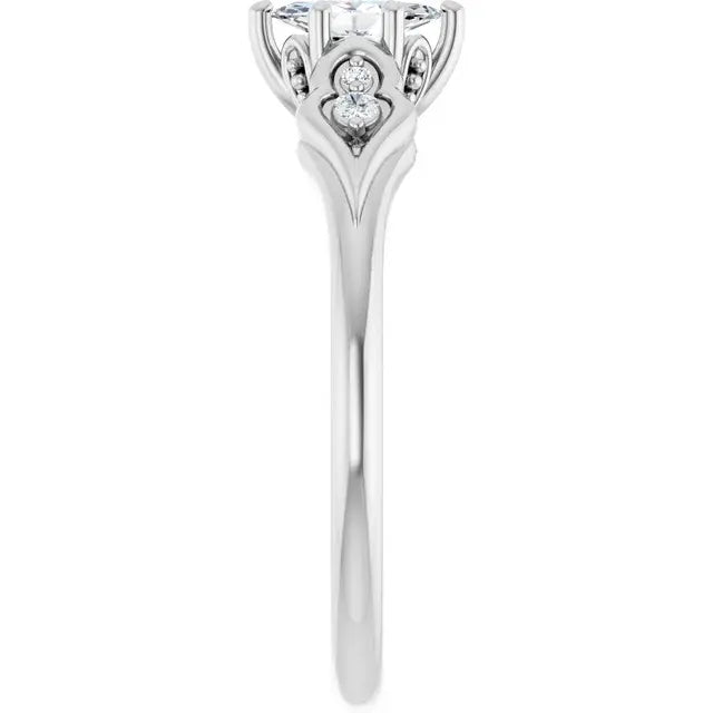 14K White Gold 1/3 CTW Marquise Cut Diamond Engagement Ring with Vintage-Inspired Scroll Accents