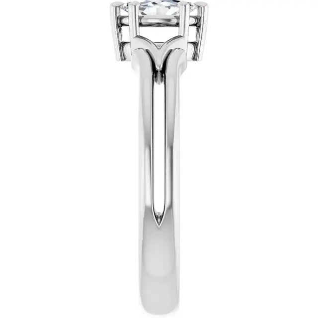 14K White Gold 1/3 CT Marquise-Cut Diamond Engagement Ring with Split Shank Design