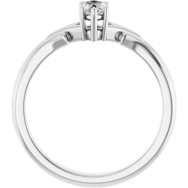 14K White Gold 1/3 CT Marquise-Cut Diamond Engagement Ring with Split Shank Design