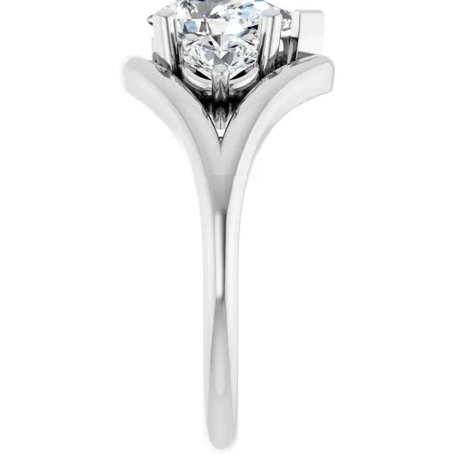 14K White Gold 1.40 CTW Pear-Cut Diamond Engagement Ring with Three-Stone Tapered Setting-