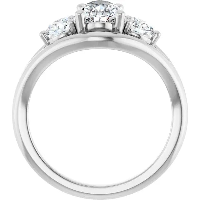 14K White Gold 1.40 CTW Pear-Cut Diamond Engagement Ring with Three-Stone Tapered Setting-