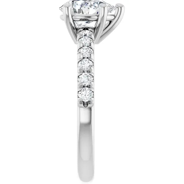 14K White Gold 1.41 CTW Pear Solitaire Lab Grown Diamond Engagement Ring with Pavé Band
