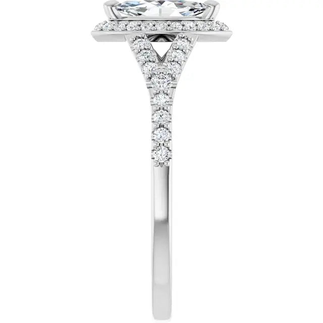 14K White Gold 1.47 CTW Marquise-Cut Lab Grown Diamond Halo Engagement Ring