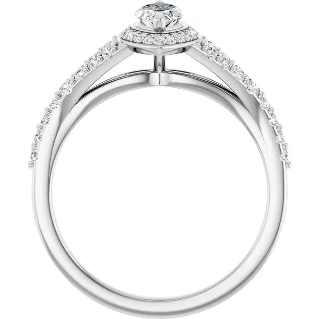 14K White Gold 1.47 CTW Marquise-Cut Lab Grown Diamond Halo Engagement Ring
