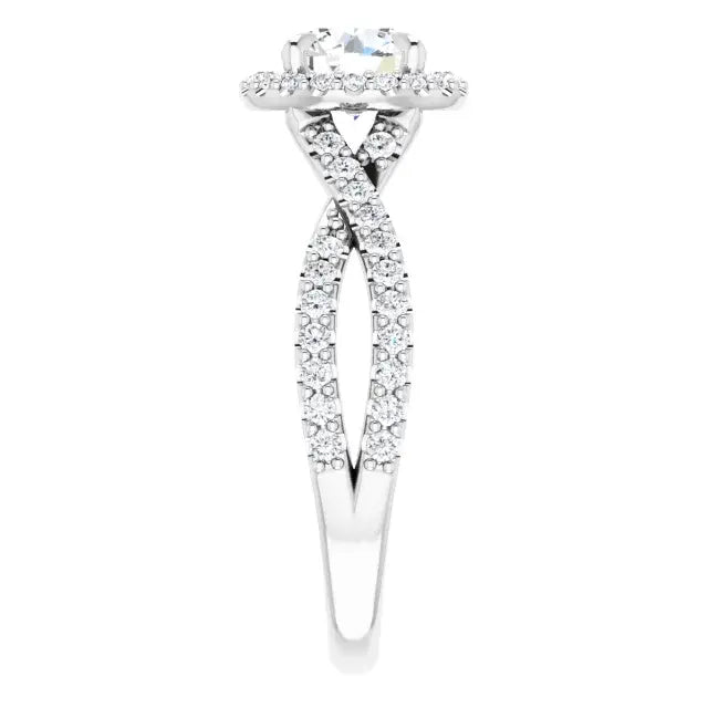 14K White Gold 1.49 CTW Cushion-Cut Halo Diamond Engagement Ring with a Twisted Shank-