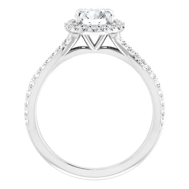 14K White Gold 1.49 CTW Cushion-Cut Halo Diamond Engagement Ring with a Twisted Shank-