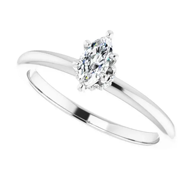 14K White Gold 1/4 CTW Marquise Cut Diamond Solitaire Engagement Ring